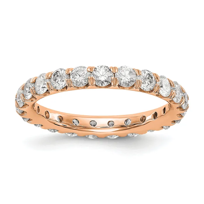 14k Rose Gold 2 Ct Lab Grown Diamond VSSI G Shared Prong Eternity Band Ring Goldia Rings 14k Rose Gold 2 Ct Lab Grown Diamond VSSI G Shared Prong Eternity Band Ring Goldia Rings