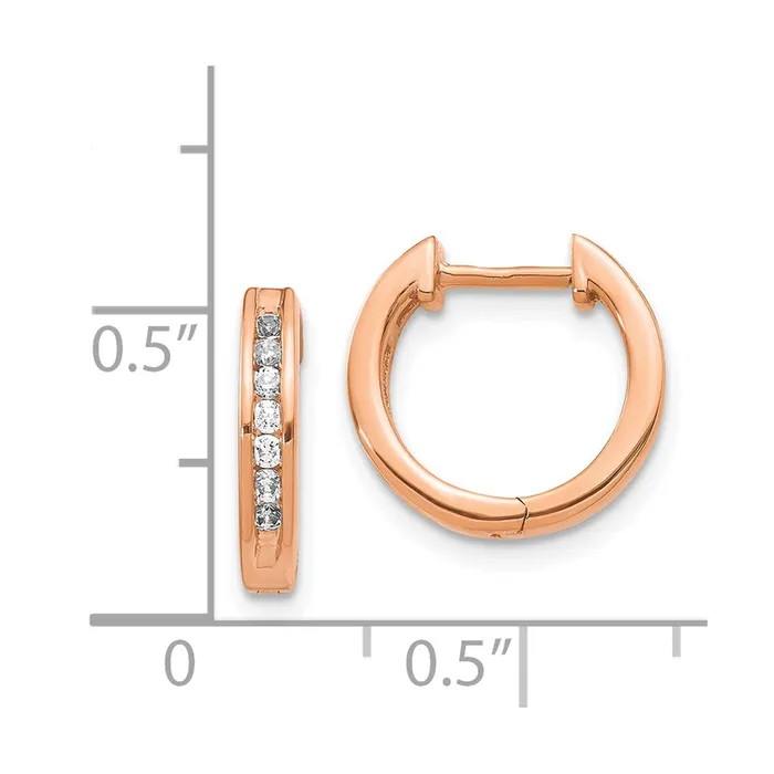 14k Rose Gold Real Diamond Hinged Hoop Earrings Goldia Earrings