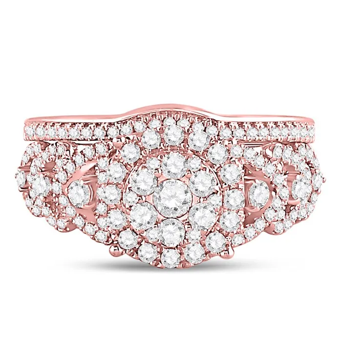 14k Rose Gold Round Diamond Vintage Bridal Wedding Ring Set 1 Ctw gndatlanta Rings