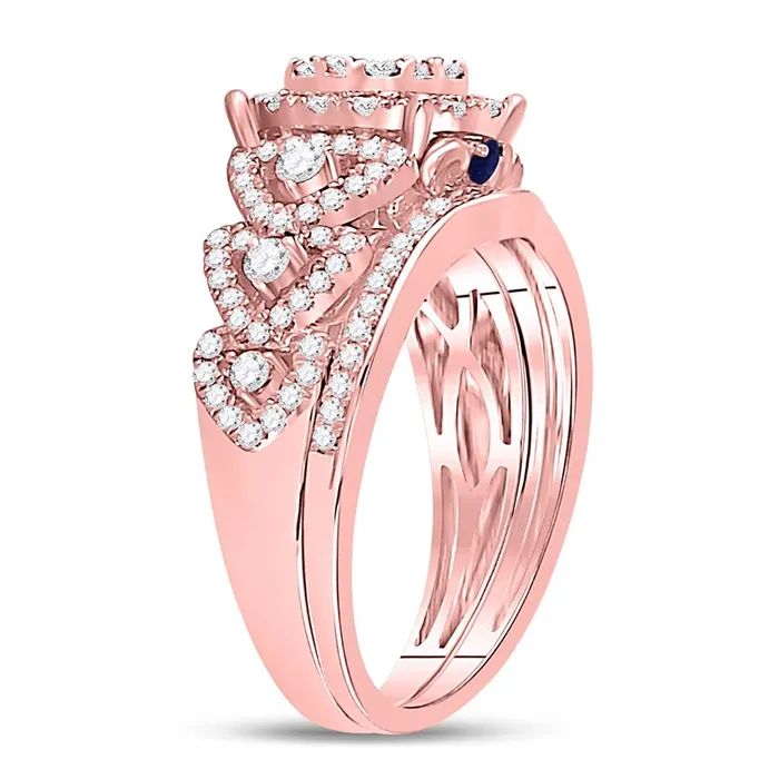 14k Rose Gold Round Diamond Vintage Bridal Wedding Ring Set 1 Ctw gndatlanta Rings