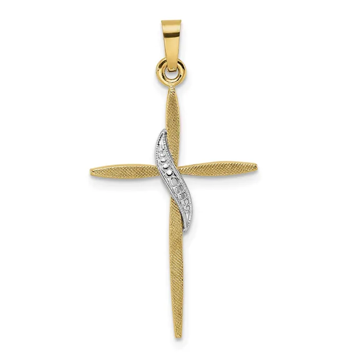 14k Twotone Gold Solid Methodist Cross Pendant Goldia Rings