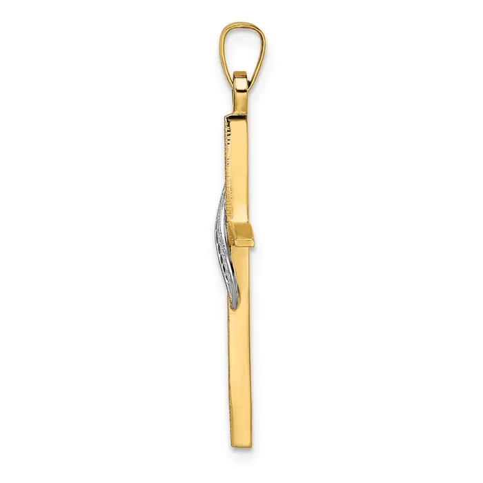 14k Twotone Gold Solid Methodist Cross Pendant Goldia Rings