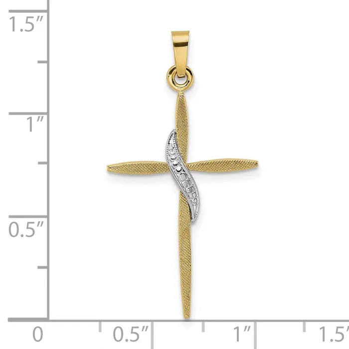 14k Twotone Gold Solid Methodist Cross Pendant Goldia Rings