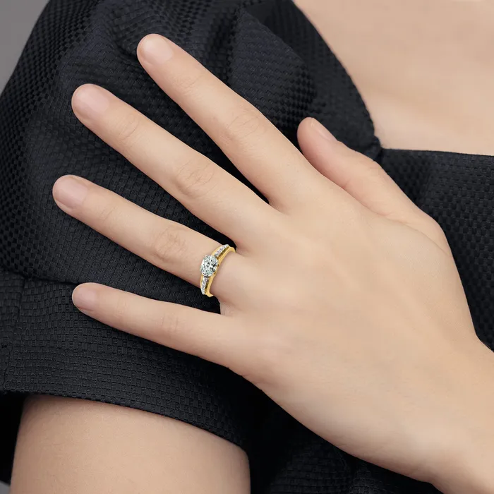 14k Twotone Two Tone 16 Ct Lab Grown Diamond VSSI G 1 Ct Center Oval Engagement Ring Goldia Rings