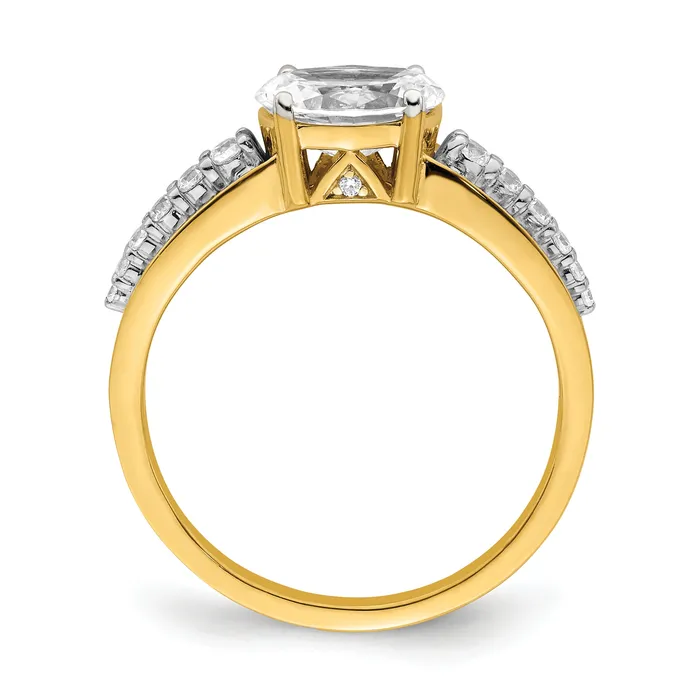 14k Twotone Two Tone 16 Ct Lab Grown Diamond VSSI G 1 Ct Center Oval Engagement Ring Goldia Rings