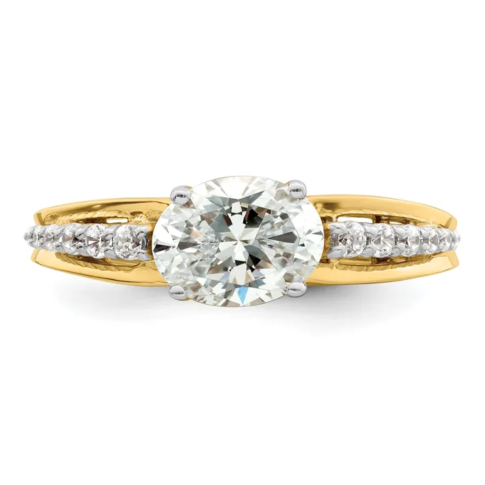 14k Twotone Two Tone 16 Ct Lab Grown Diamond VSSI G 1 Ct Center Oval Engagement Ring Goldia Rings