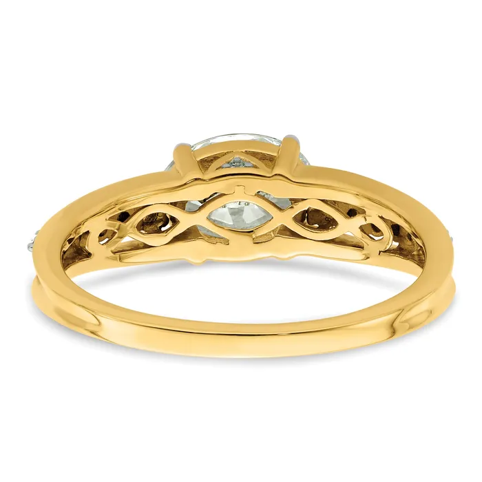 14k Twotone Two Tone 16 Ct Lab Grown Diamond VSSI G 1 Ct Center Oval Engagement Ring Goldia Rings