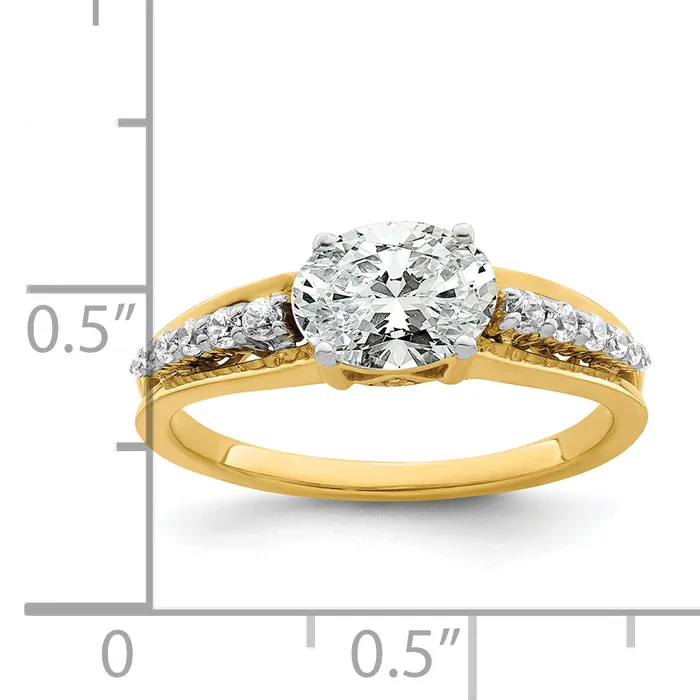 14k Twotone Two Tone 16 Ct Lab Grown Diamond VSSI G 1 Ct Center Oval Engagement Ring Goldia Rings