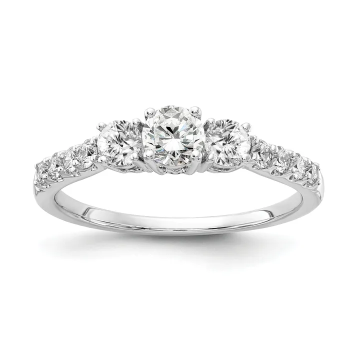 14k White Gold 12 Ct Lab Grown Diamond VSSI G 14 Ct Center Round Three Stone Engagement Ring Goldia Rings 14k White Gold 12 Ct Lab Grown Diamond VSSI G 14 Ct Center Round Three Stone Engagement Ring Goldia Rings
