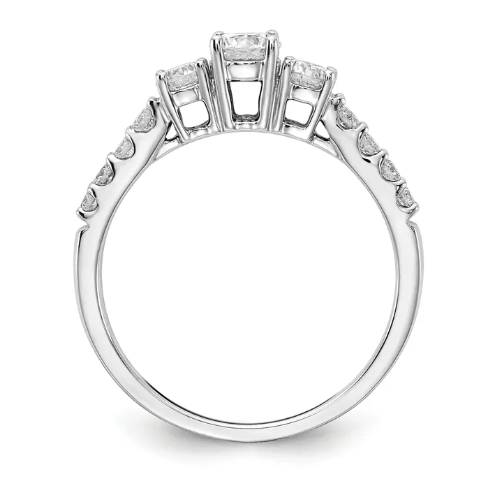 14k White Gold 12 Ct Lab Grown Diamond VSSI G 14 Ct Center Round Three Stone Engagement Ring Goldia Rings