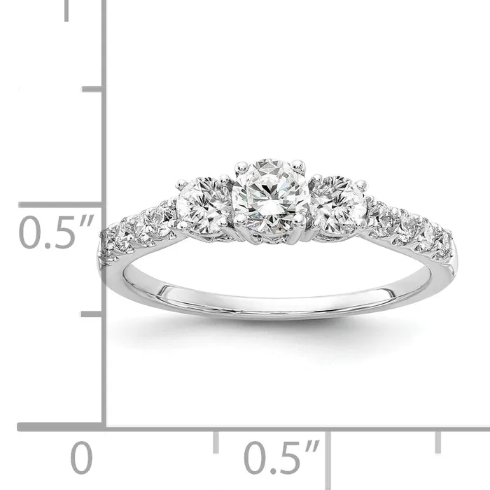 14k White Gold 12 Ct Lab Grown Diamond VSSI G 14 Ct Center Round Three Stone Engagement Ring Goldia Rings