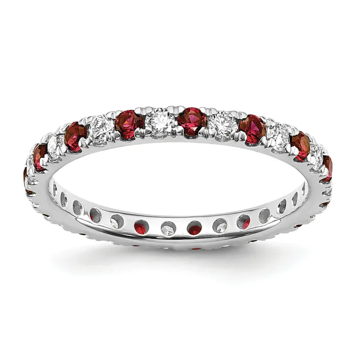 14k White Gold 12 Ct Lab Grown Diamond VSSI G and Lab Created Ruby Eternity Band Ring Goldia Rings 14k White Gold 12 Ct Lab Grown Diamond VSSI G and Lab Created Ruby Eternity Band Ring Goldia Rings