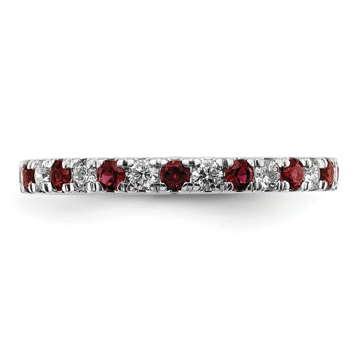 14k White Gold 12 Ct Lab Grown Diamond VSSI G and Lab Created Ruby Eternity Band Ring Goldia Rings