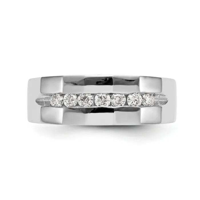 14k White Gold 13 Ct Lab Grown Diamond VSSI G Mens Band Ring Goldia Rings