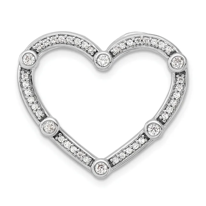 14k White Gold 13 Ct Lab Grown Diamond VSSI G Open Heart Chain Slide Pendant Goldia Necklaces 14k White Gold 13 Ct Lab Grown Diamond VSSI G Open Heart Chain Slide Pendant Goldia Necklaces