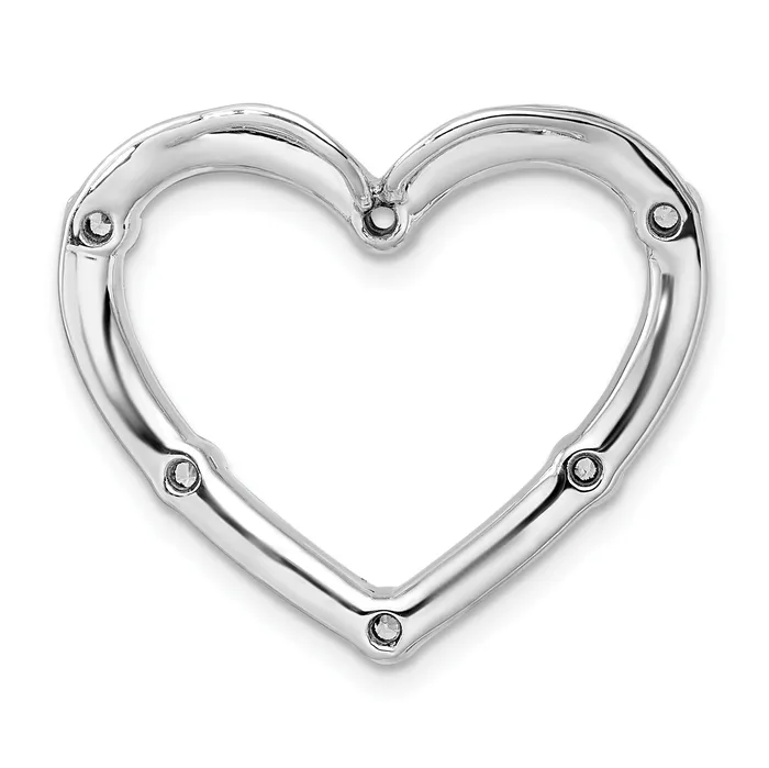 14k White Gold 13 Ct Lab Grown Diamond VSSI G Open Heart Chain Slide Pendant Goldia Necklaces