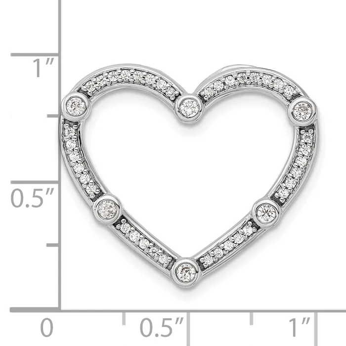 14k White Gold 13 Ct Lab Grown Diamond VSSI G Open Heart Chain Slide Pendant Goldia Necklaces