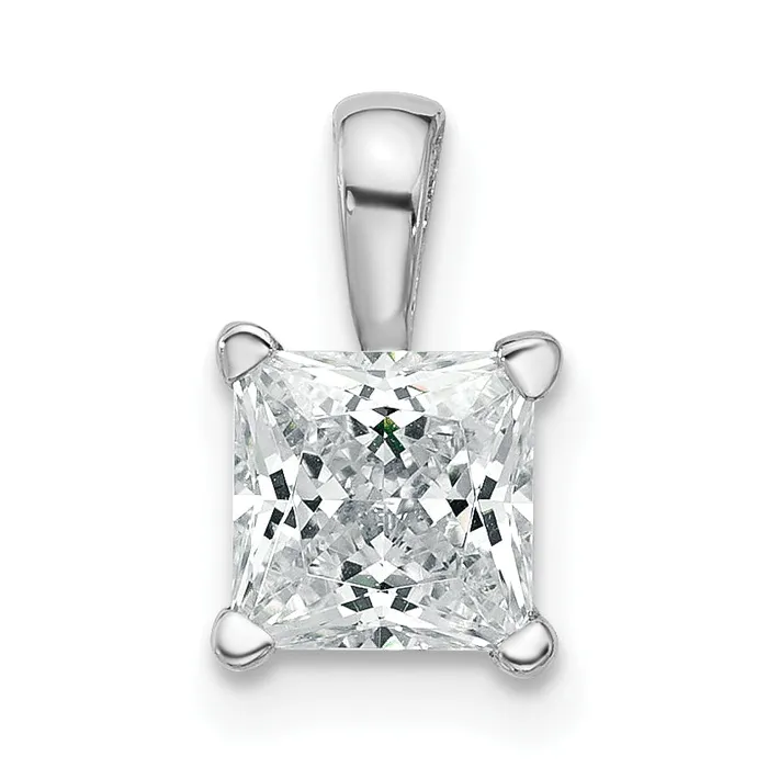 14k White Gold 1 Ct Certified Lab Grown Diamond VSSI G Princess Four Prong Pendant Goldia Necklaces 14k White Gold 1 Ct Certified Lab Grown Diamond VSSI G Princess Four Prong Pendant Goldia Necklaces