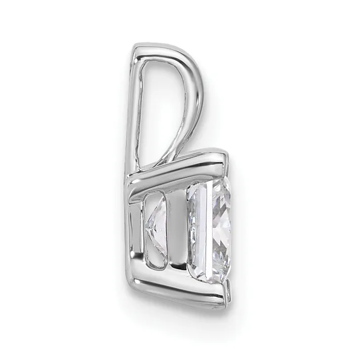 14k White Gold 1 Ct Certified Lab Grown Diamond VSSI G Princess Four Prong Pendant Goldia Necklaces