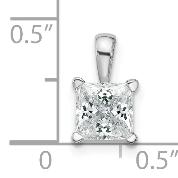 14k White Gold 1 Ct Certified Lab Grown Diamond VSSI G Princess Four Prong Pendant Goldia Necklaces