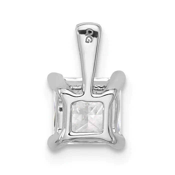 14k White Gold 1 Ct Certified Lab Grown Diamond VSSI G Princess Four Prong Pendant Goldia Necklaces