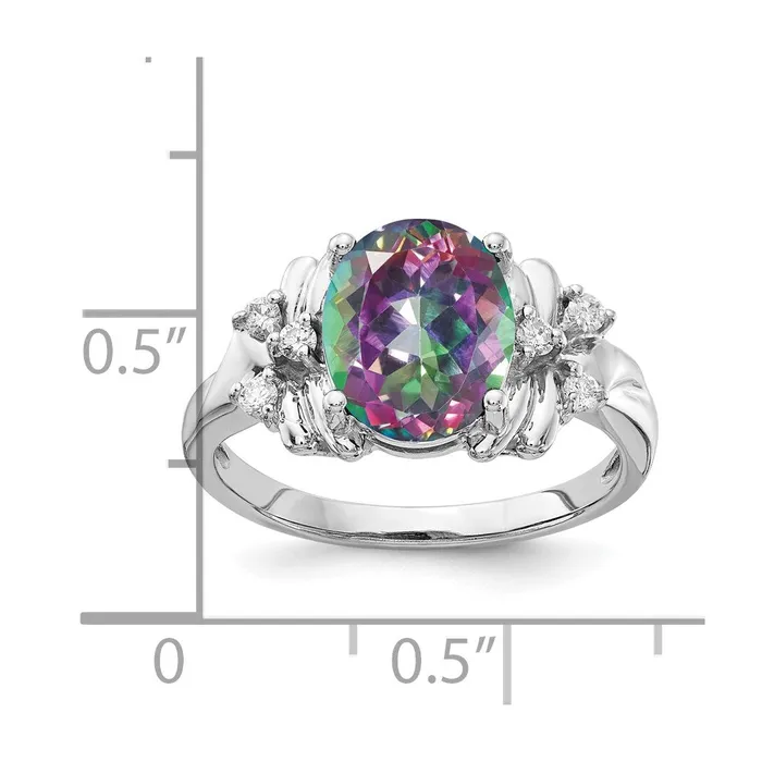 14k White Gold 10x8mm Oval Fire Topaz VS Real Diamond ring goldiaca Rings
