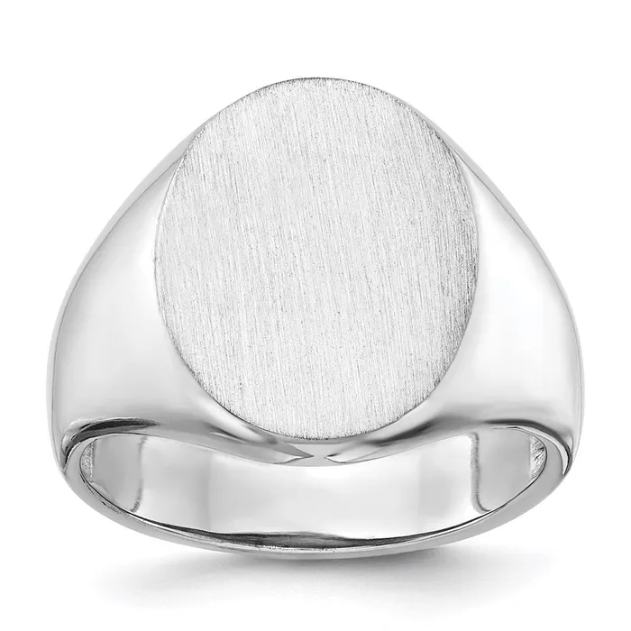 14K White Gold 180x145mm Open Back Mens Signet Ring Goldia Rings