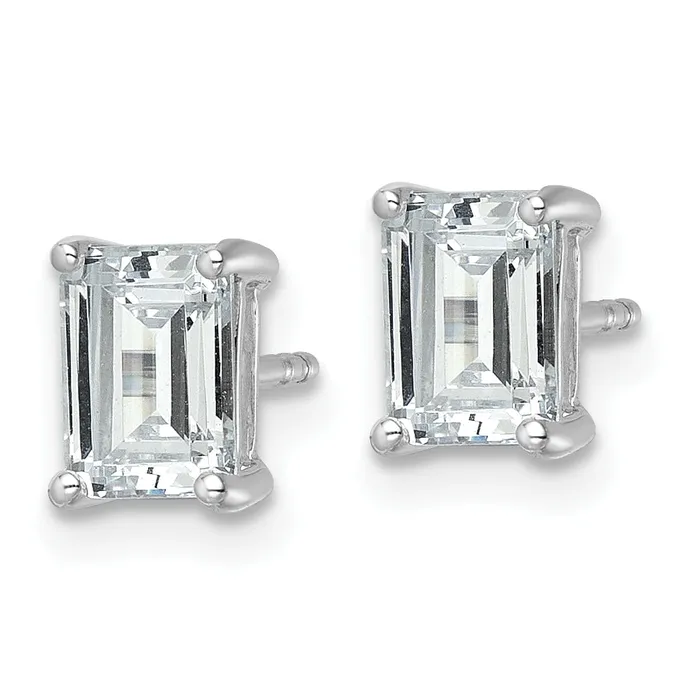 14k White Gold 2 ctw Certified Lab Grown Diamond VSSI G Emerald 4 Prong Heavy Wt Stud Earrings Goldia Earrings