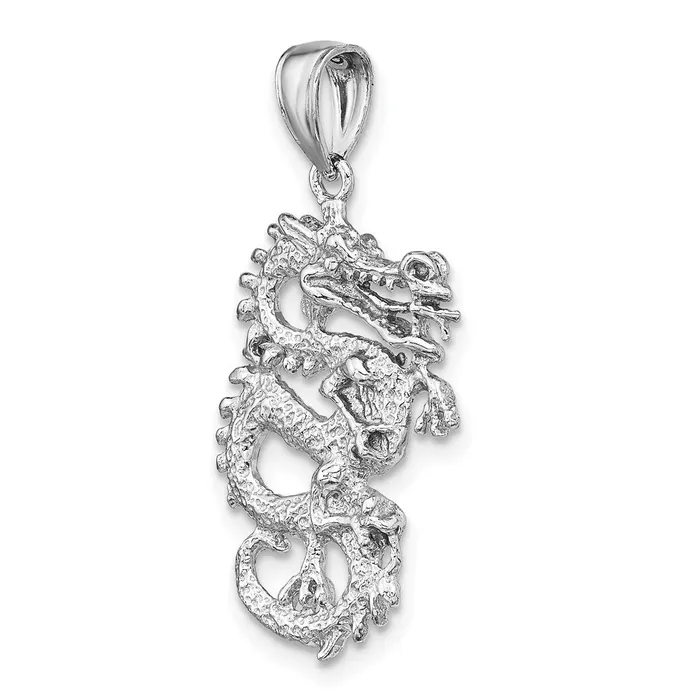 14k White Gold 3D Dragon Charm Goldia Charm Necklaces
