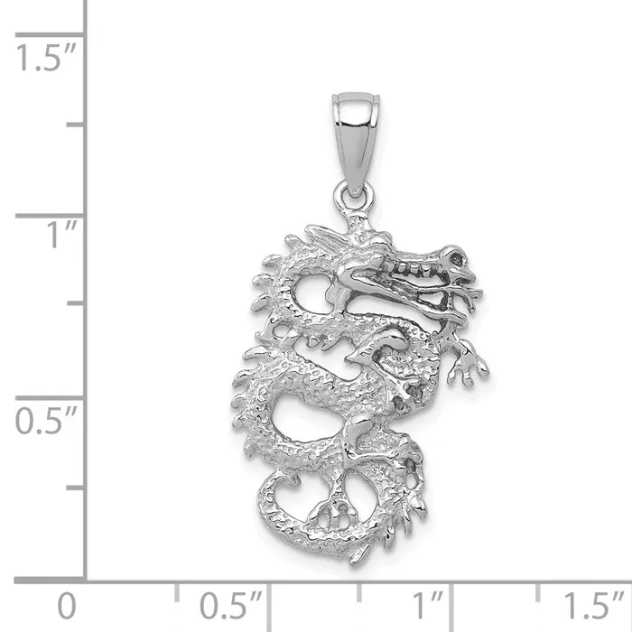 14k White Gold 3D Dragon Charm Goldia Charm Necklaces