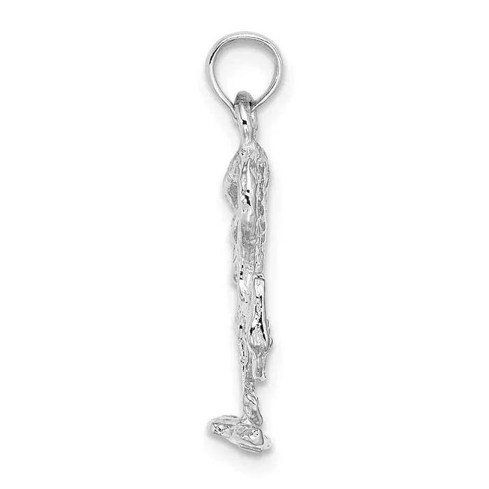 14k White Gold 3D Textured Flamingo Charm Goldia Charm Necklaces