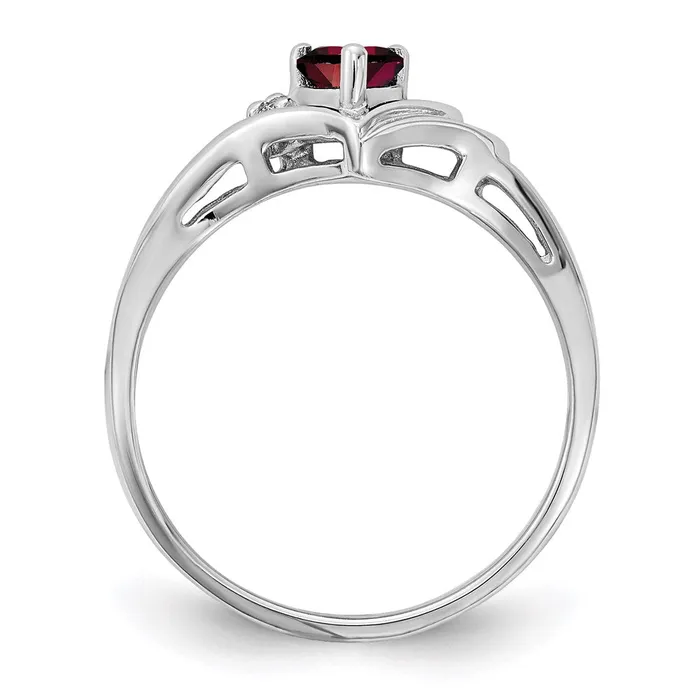 14k White Gold 4mm Heart Garnet A Real Diamond ring Goldia Rings
