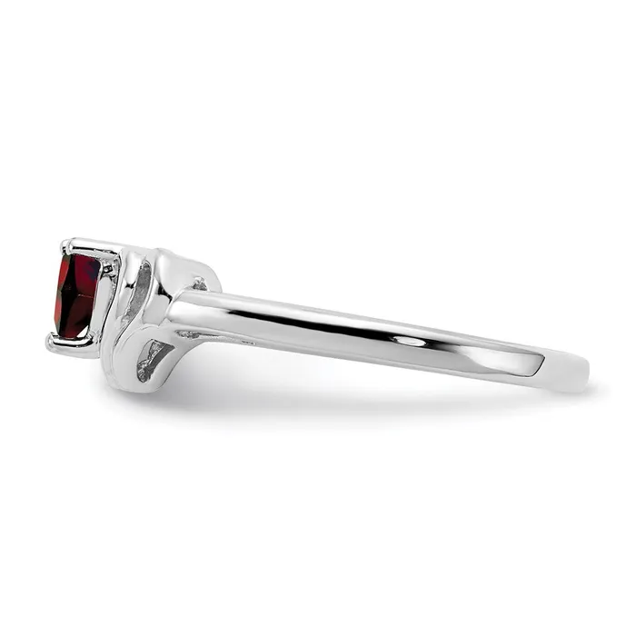 14k White Gold 4mm Heart Garnet A Real Diamond ring Goldia Rings