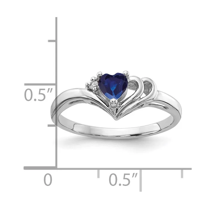 14k White Gold 4mm Heart Sapphire AA Diamond ring Goldia Rings