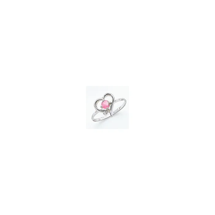 14k White Gold 4mm Pink Sapphire VS Real Diamond ring Goldiacom Rings