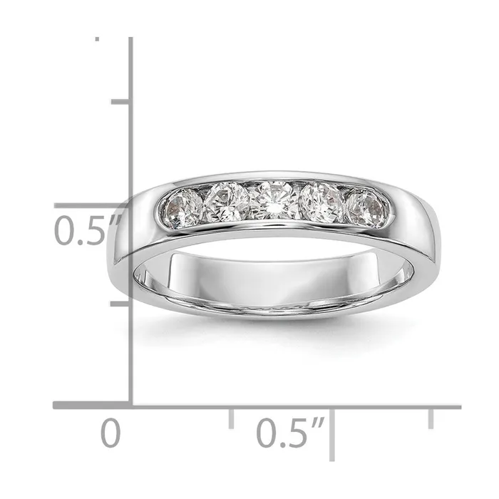 14K White Gold 5Stone Real Diamond Channel Band Goldia Rings