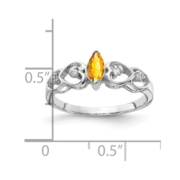14k White Gold 6x3mm Marquise Citrine AAA Real Diamond ring Goldiacom Rings