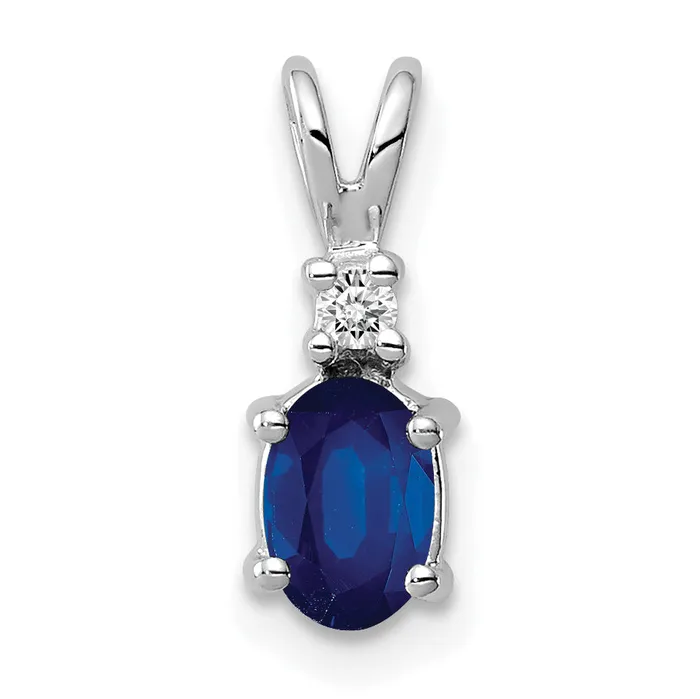 14k White Gold 6x4mm Oval Sapphire VS Diamond pendant Goldiacom Necklaces 14k White Gold 6x4mm Oval Sapphire VS Diamond pendant Goldiacom Necklaces