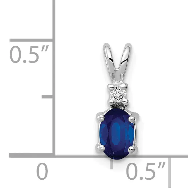 14k White Gold 6x4mm Oval Sapphire VS Diamond pendant Goldiacom Necklaces