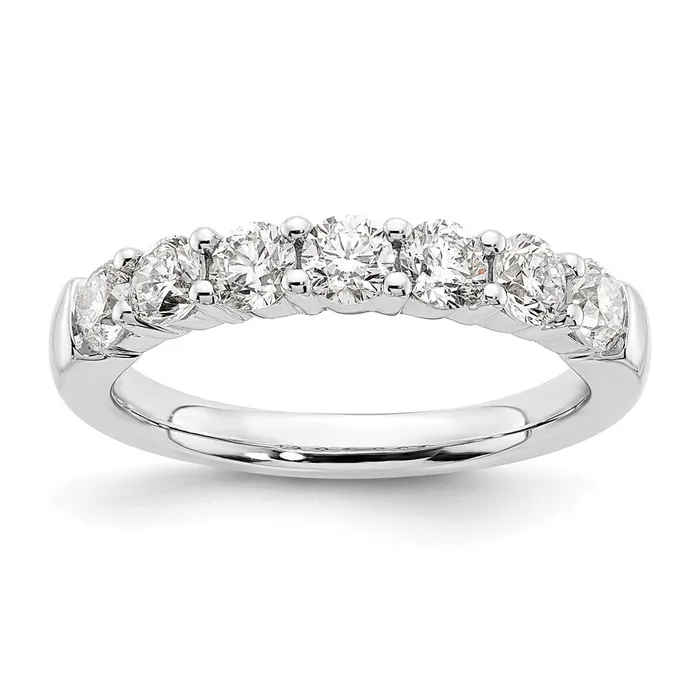 14K White Gold 7Stone Real Diamond Band goldiaca Rings