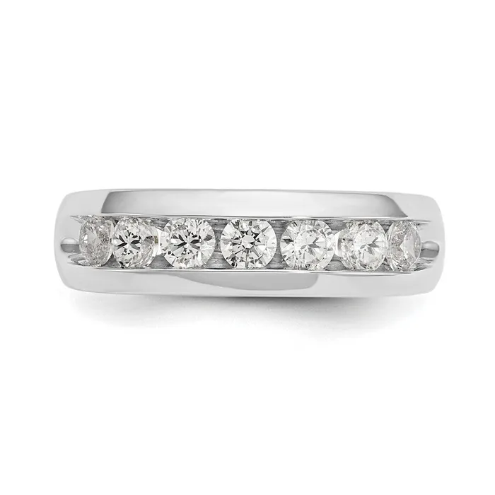 14K White Gold 7Stone Real Diamond Channel Band goldiaca Rings