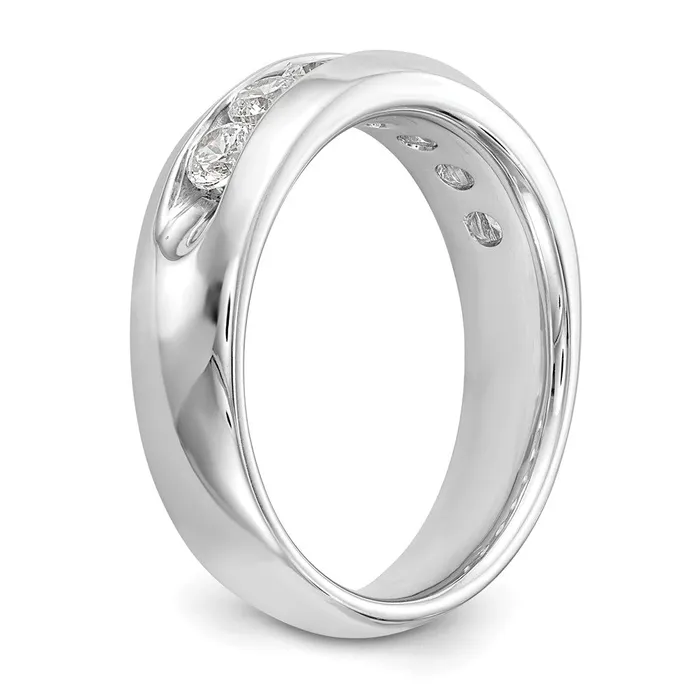 14K White Gold 7Stone Real Diamond Channel Band goldiaca Rings