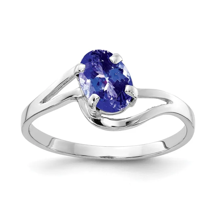 14k White Gold 7x5mm Oval Tanzanite ring Goldia Rings