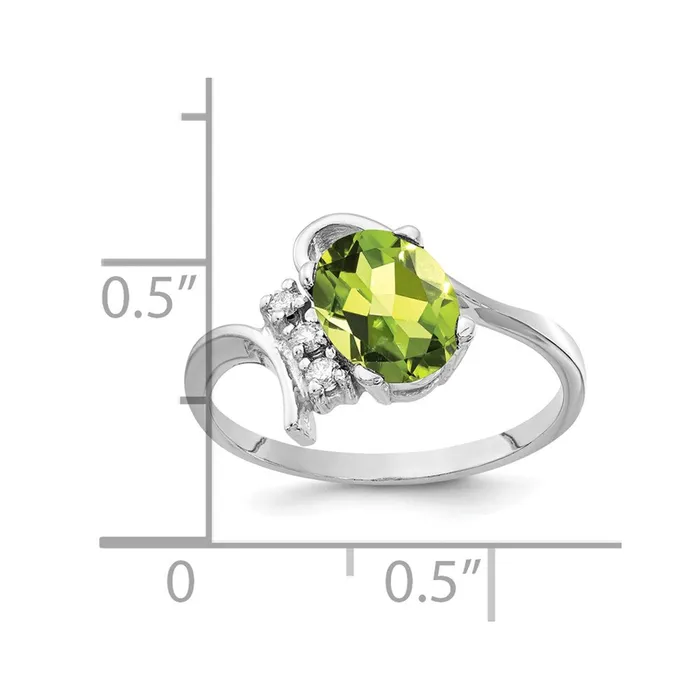 14k White Gold 8x6mm Oval Peridot Checker A Real Diamond ring Goldia Rings