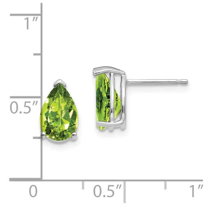 14k White Gold 9x6mm Pear Peridot Earrings Goldia Earrings
