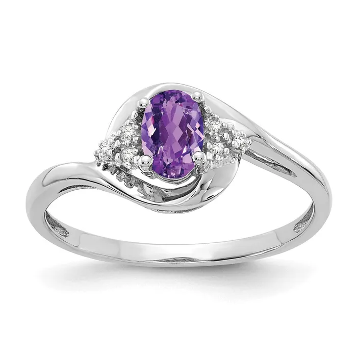 14k White Gold Amethyst and Real Diamond Ring Goldiacom Rings