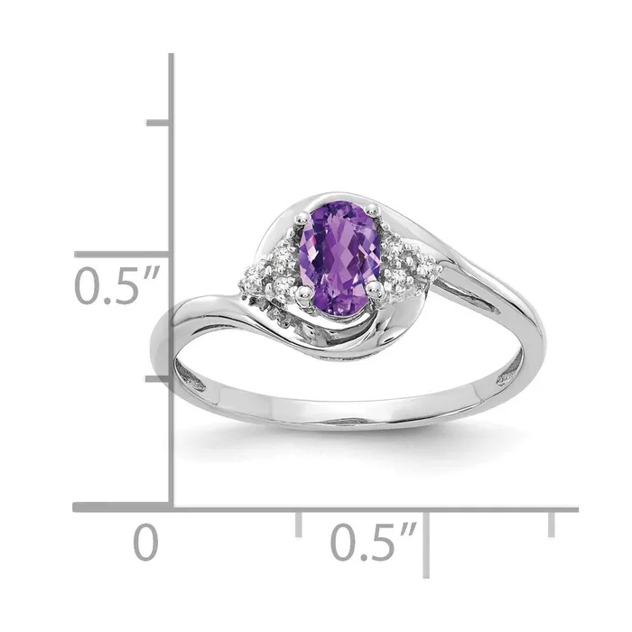 14k White Gold Amethyst and Real Diamond Ring Goldiacom Rings