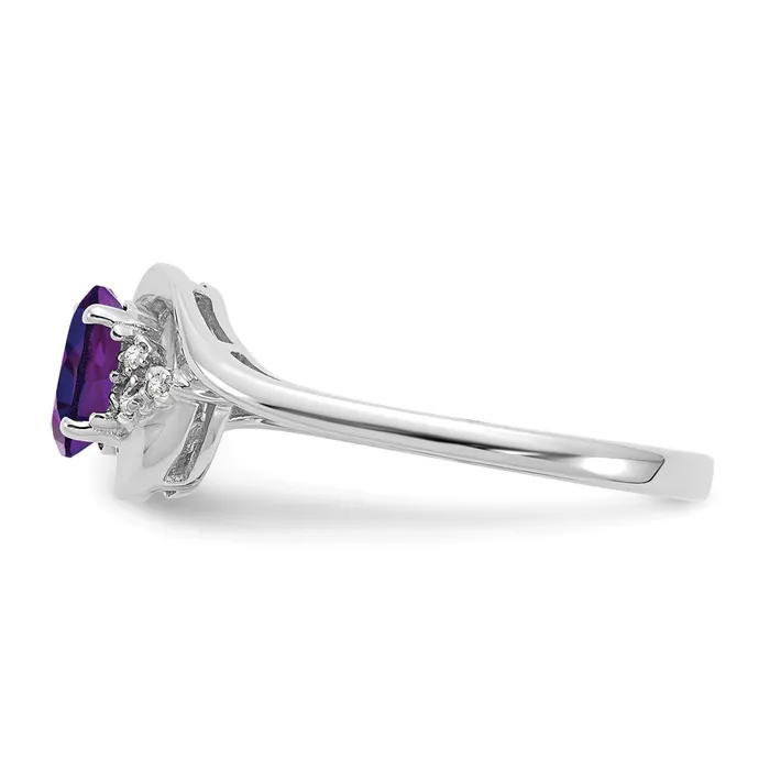 14k White Gold Amethyst and Real Diamond Ring Goldiacom Rings