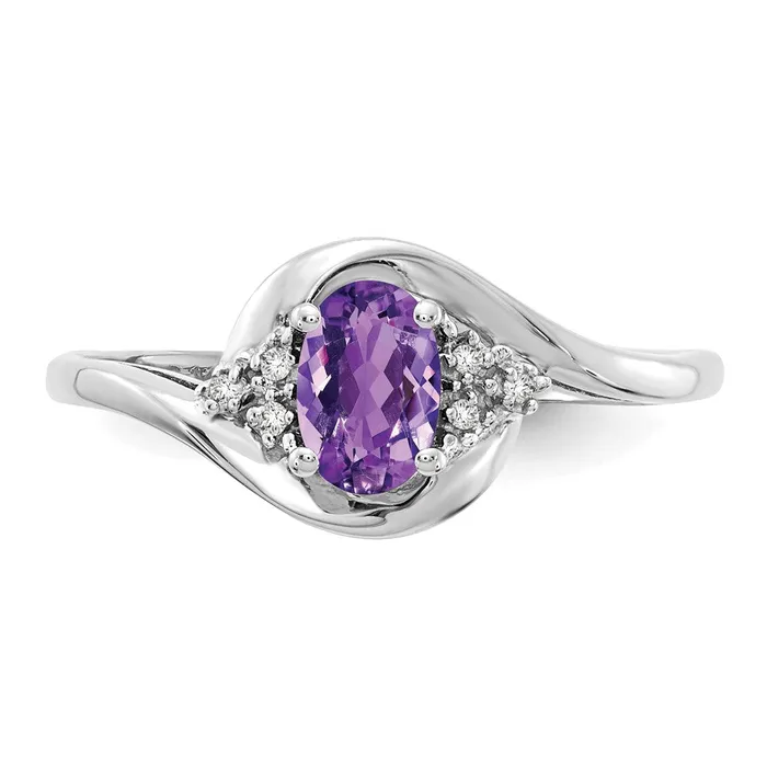 14k White Gold Amethyst and Real Diamond Ring Goldiacom Rings
