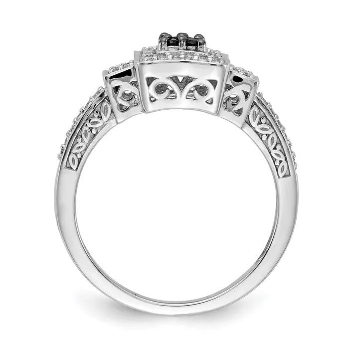 14k White Gold and Black Real Diamond Square Ring Goldiacom Rings